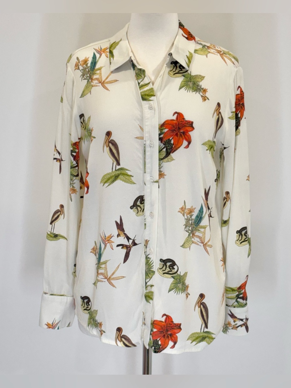 Yaya cream floral and animal blouse